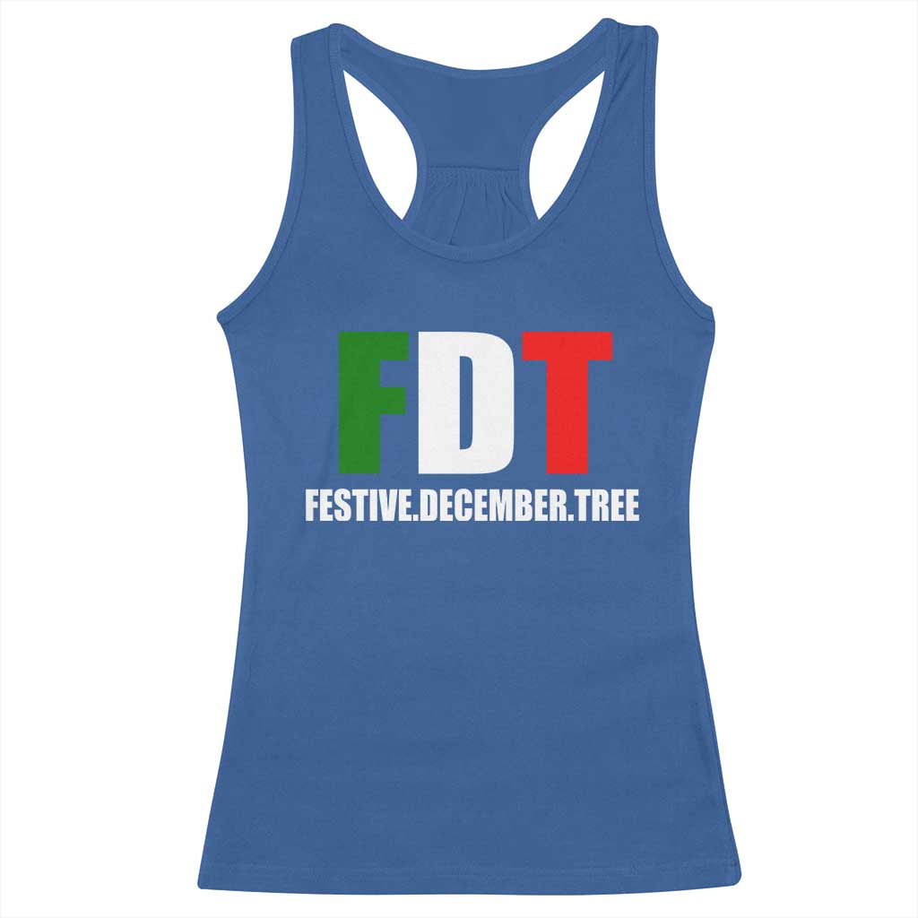 Subtle FDT Christmas Racerback Tank Top Hidden Message Funny Festive December Tree - Print Your Wear