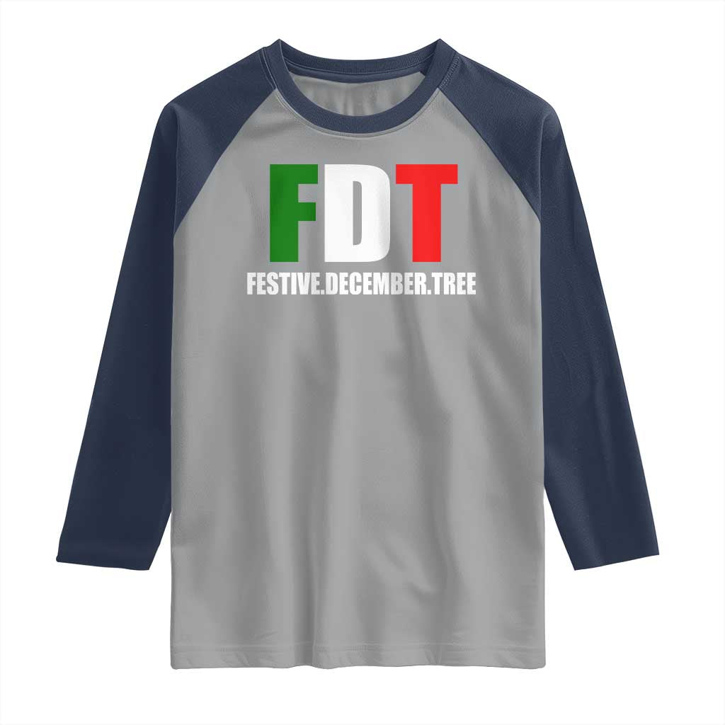 Subtle FDT Christmas Raglan Shirt Hidden Message Funny Festive December Tree TS10 Sport Gray Navy Print Your Wear