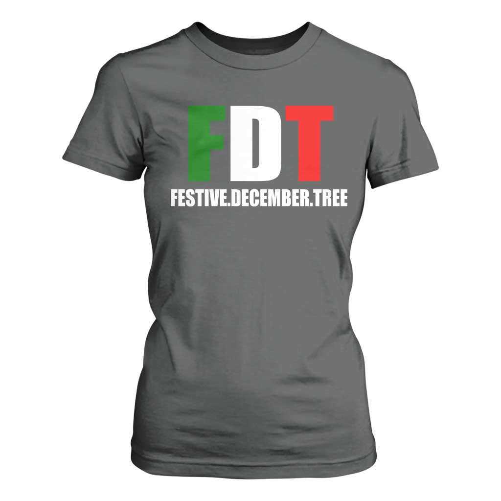 Subtle FDT Christmas T Shirt For Women Hidden Message Funny Festive December Tree TS10 Dark Heather Print Your Wear