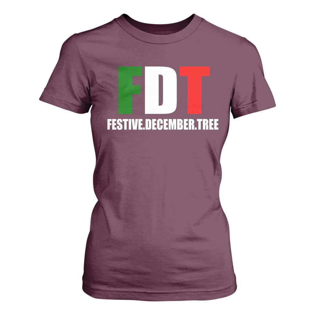 Subtle FDT Christmas T Shirt For Women Hidden Message Funny Festive December Tree TS10 Maroon Print Your Wear