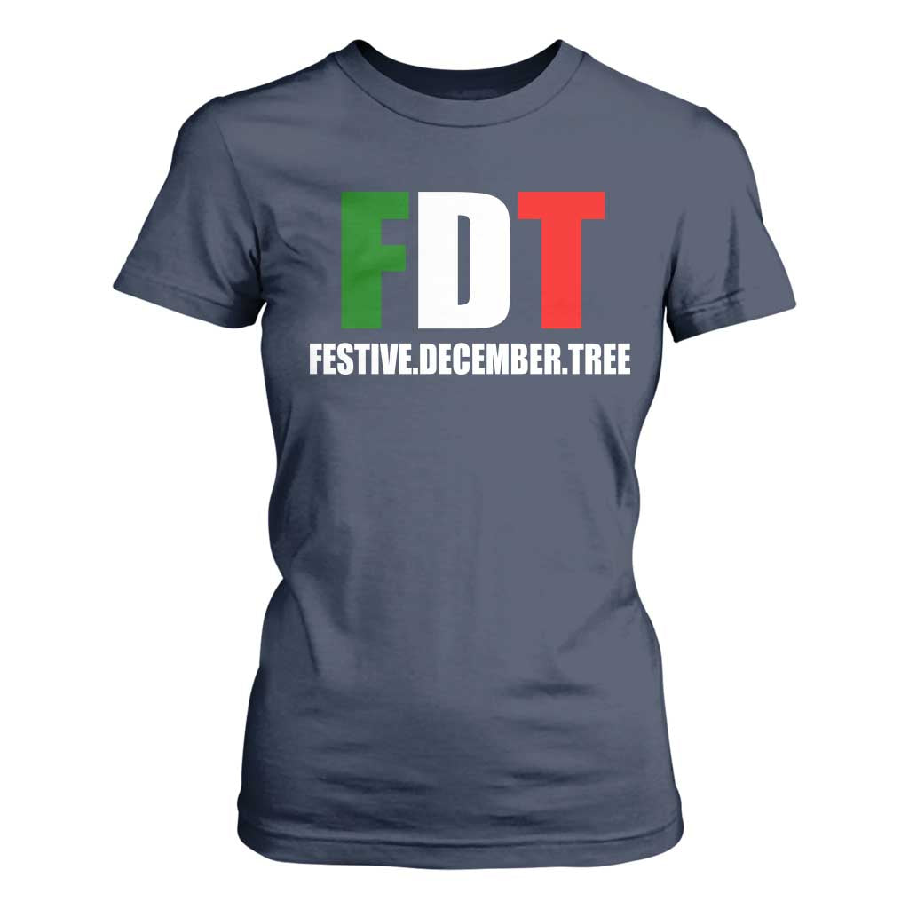 Subtle FDT Christmas T Shirt For Women Hidden Message Funny Festive December Tree TS10 Navy Print Your Wear