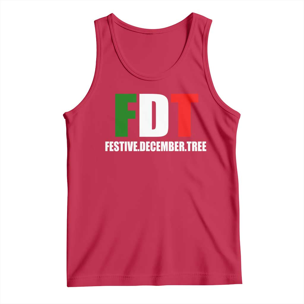 Subtle FDT Christmas Tank Top Hidden Message Funny Festive December Tree - Print Your Wear