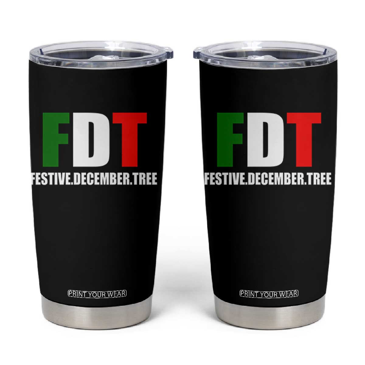 Subtle FDT Christmas Tumbler Cup Hidden Message Funny Festive December Tree TS10 Black Print Your Wear