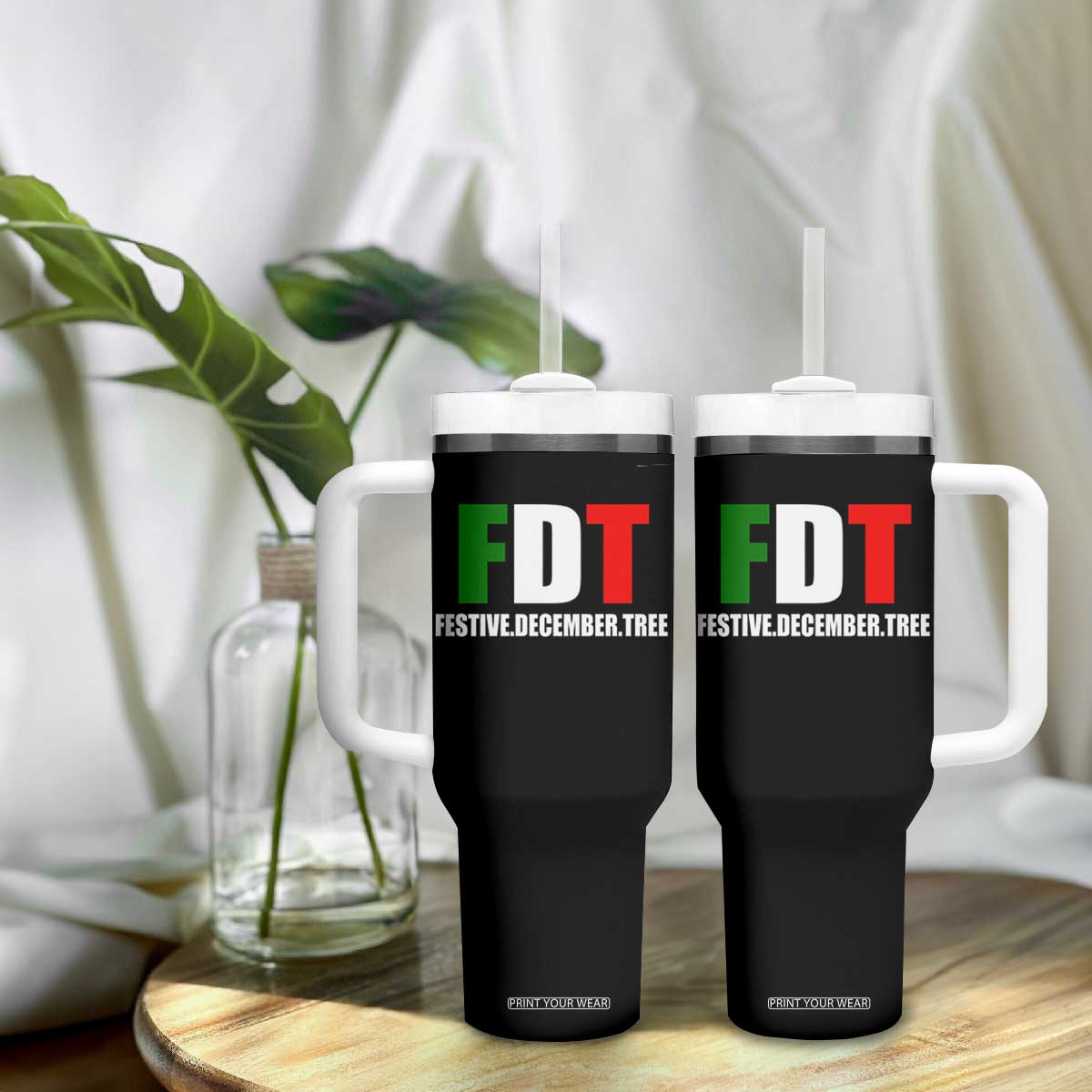 Subtle FDT Christmas Tumbler With Handle Hidden Message Funny Festive December Tree TS10 Print Your Wear