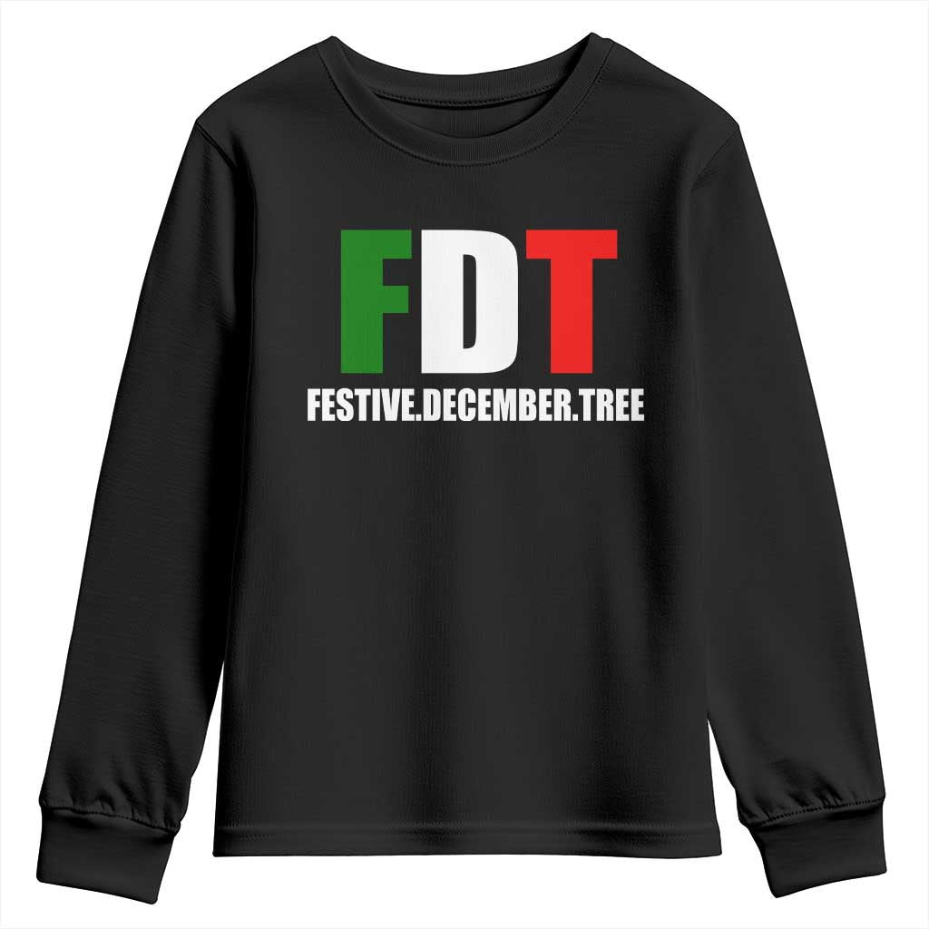 Subtle FDT Christmas Youth Sweatshirt Hidden Message Funny Festive December Tree TS10 Black Print Your Wear