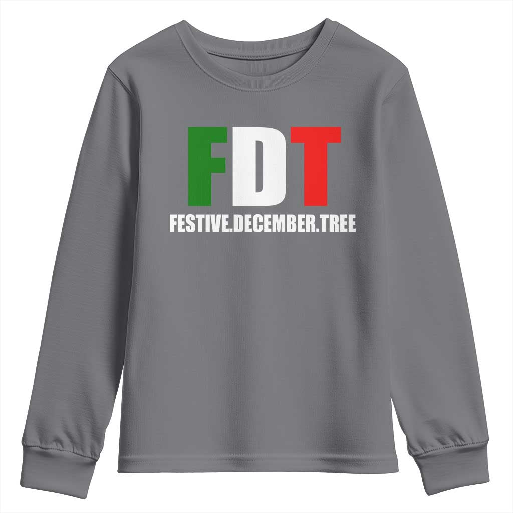Subtle FDT Christmas Youth Sweatshirt Hidden Message Funny Festive December Tree TS10 Charcoal Print Your Wear