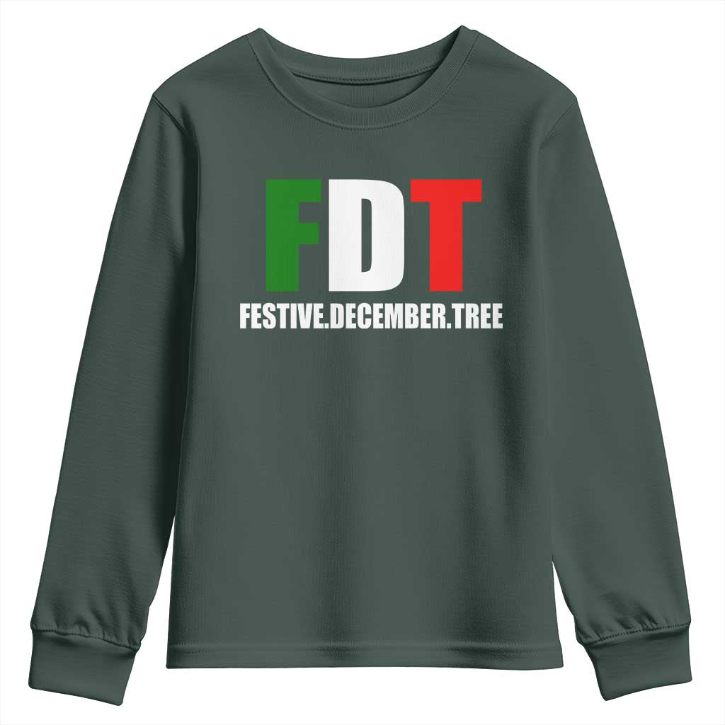 Subtle FDT Christmas Youth Sweatshirt Hidden Message Funny Festive December Tree TS10 Dark Forest Green Print Your Wear