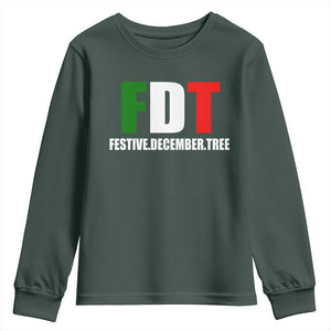 Subtle FDT Christmas Youth Sweatshirt Hidden Message Funny Festive December Tree TS10 Dark Forest Green Print Your Wear