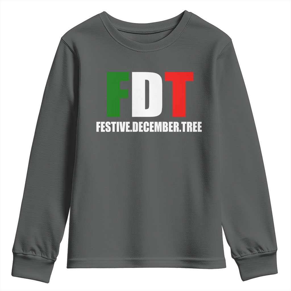 Subtle FDT Christmas Youth Sweatshirt Hidden Message Funny Festive December Tree TS10 Dark Heather Print Your Wear