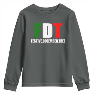 Subtle FDT Christmas Youth Sweatshirt Hidden Message Funny Festive December Tree TS10 Dark Heather Print Your Wear