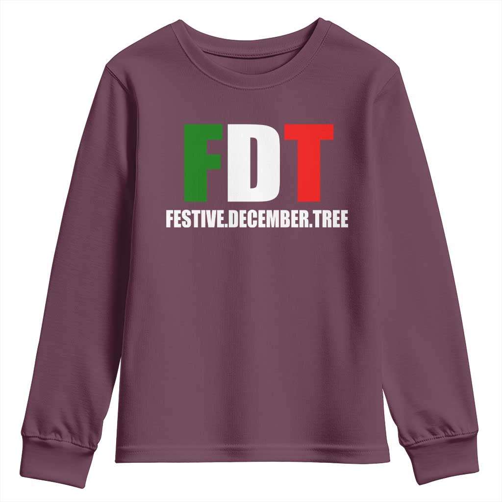 Subtle FDT Christmas Youth Sweatshirt Hidden Message Funny Festive December Tree TS10 Maroon Print Your Wear
