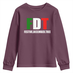 Subtle FDT Christmas Youth Sweatshirt Hidden Message Funny Festive December Tree TS10 Maroon Print Your Wear