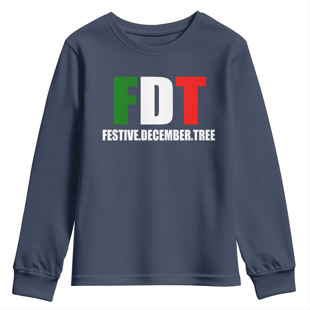 Subtle FDT Christmas Youth Sweatshirt Hidden Message Funny Festive December Tree TS10 Navy Print Your Wear