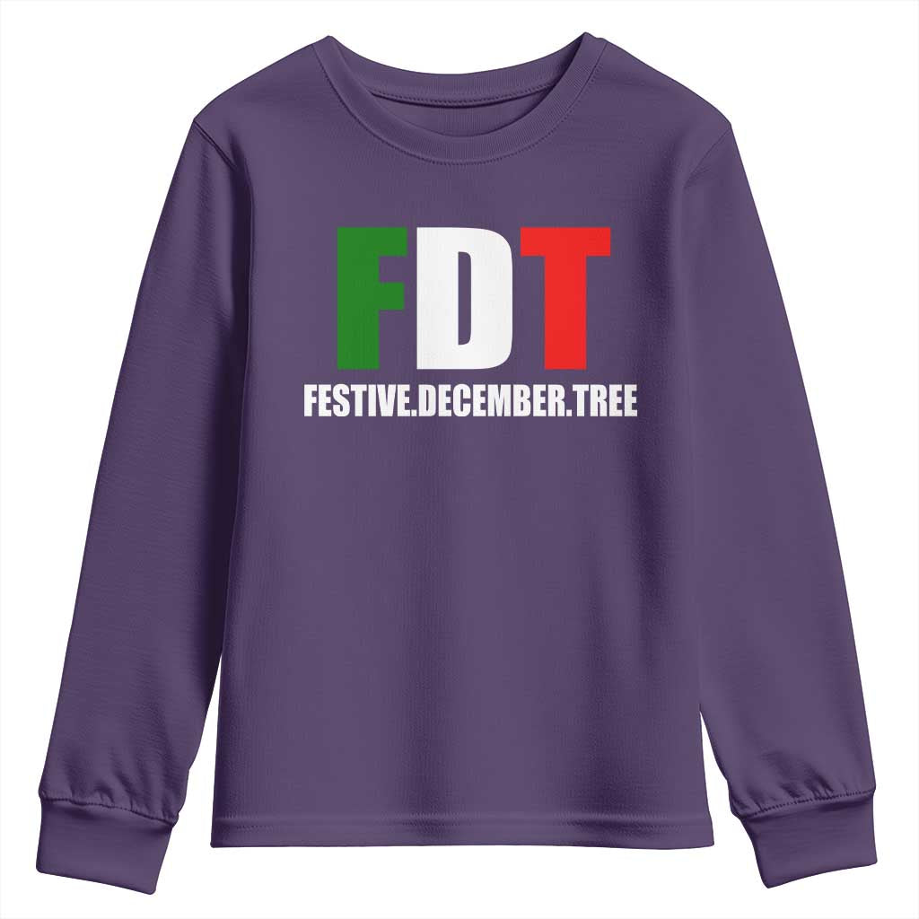 Subtle FDT Christmas Youth Sweatshirt Hidden Message Funny Festive December Tree TS10 Purple Print Your Wear