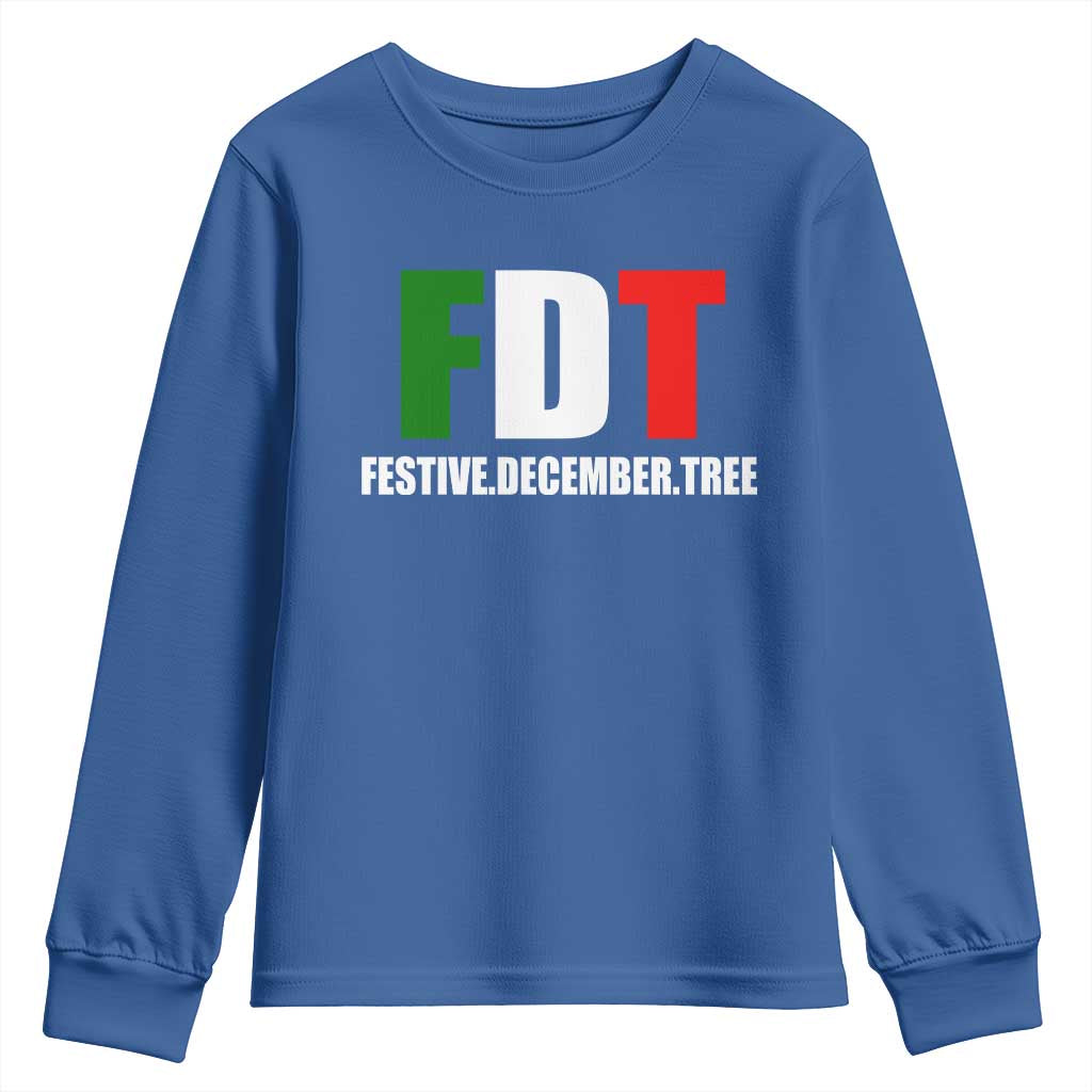 Subtle FDT Christmas Youth Sweatshirt Hidden Message Funny Festive December Tree TS10 Royal Blue Print Your Wear