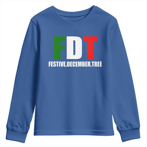 Subtle FDT Christmas Youth Sweatshirt Hidden Message Funny Festive December Tree TS10 Royal Blue Print Your Wear