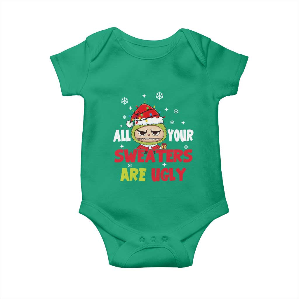 Funny Christmas Baby Onesie All Your Sweaters Are Ugly Kawaii Grinchy Bubu TS10 Irish Green Print Your Wear