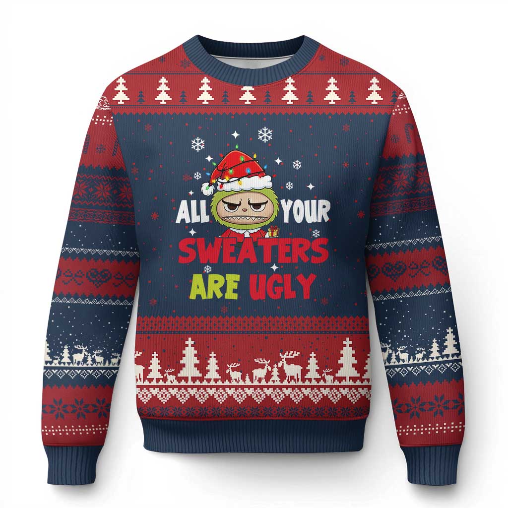 Funny Xmas Ugly Christmas Sweater All Your Sweaters Are Ugly Kawaii Grinchy Bubu TS10 Navy Red Print Your Wear