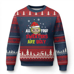 Funny Xmas Ugly Christmas Sweater All Your Sweaters Are Ugly Kawaii Grinchy Bubu TS10 Navy Red Print Your Wear