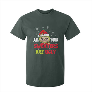 Funny Christmas T Shirt For Kid All Your Sweaters Are Ugly Kawaii Grinchy Bubu TS10 Dark Forest Green Print Your Wear
