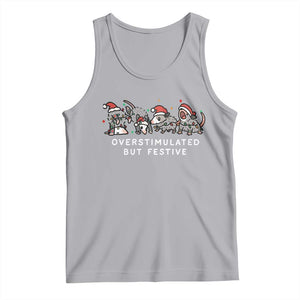 Overstimulated But Festive Possum Christmas Tank Top Funny Opossum Xmas Meme TS10 Athletic Heather Print Your Wear