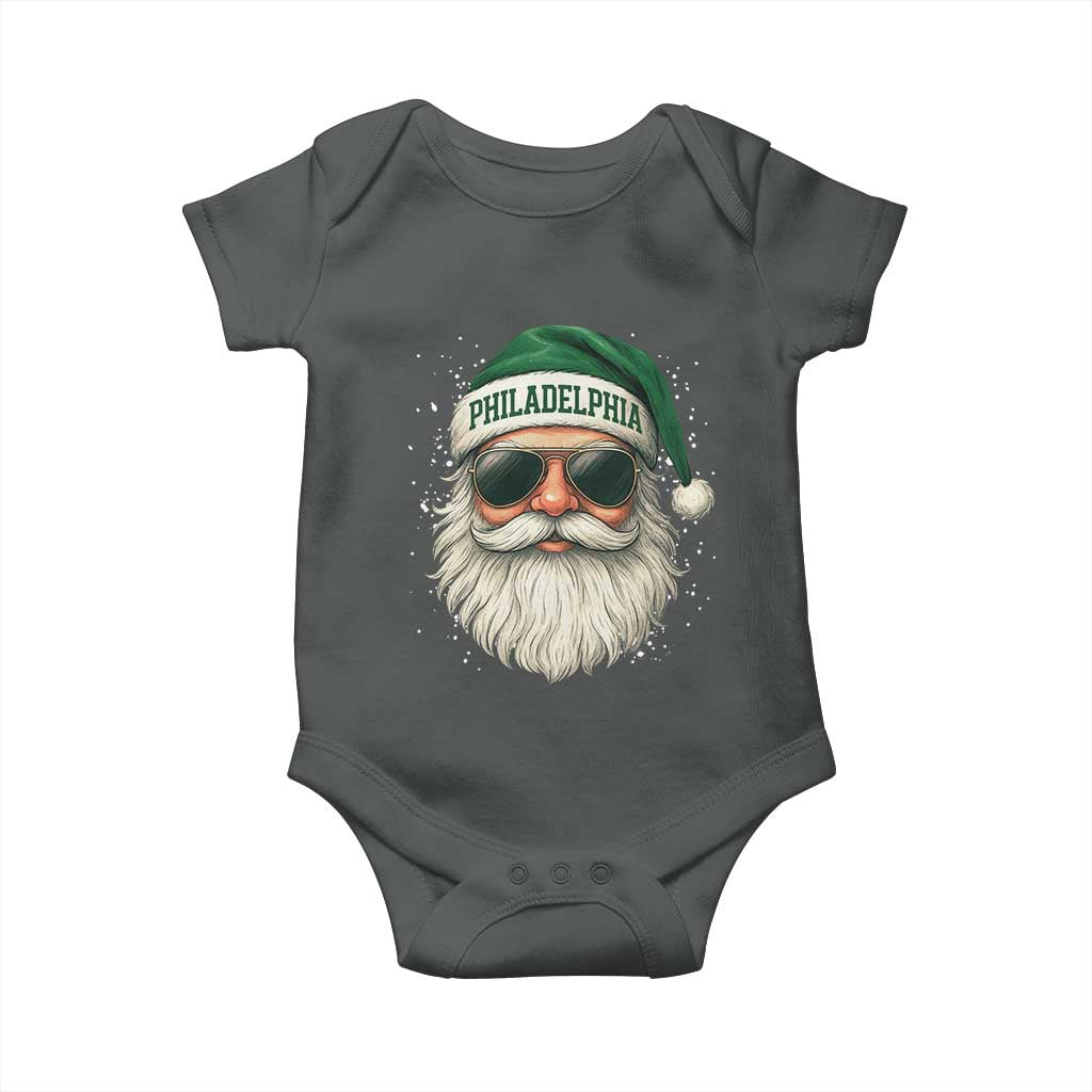 Christmas Philadelphia Fan Baby Onesie Funny Retro Santa Philly Lovers TS10 Dark Heather Print Your Wear