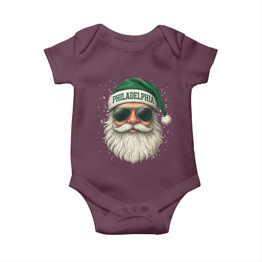 Christmas Philadelphia Fan Baby Onesie Funny Retro Santa Philly Lovers TS10 Maroon Print Your Wear