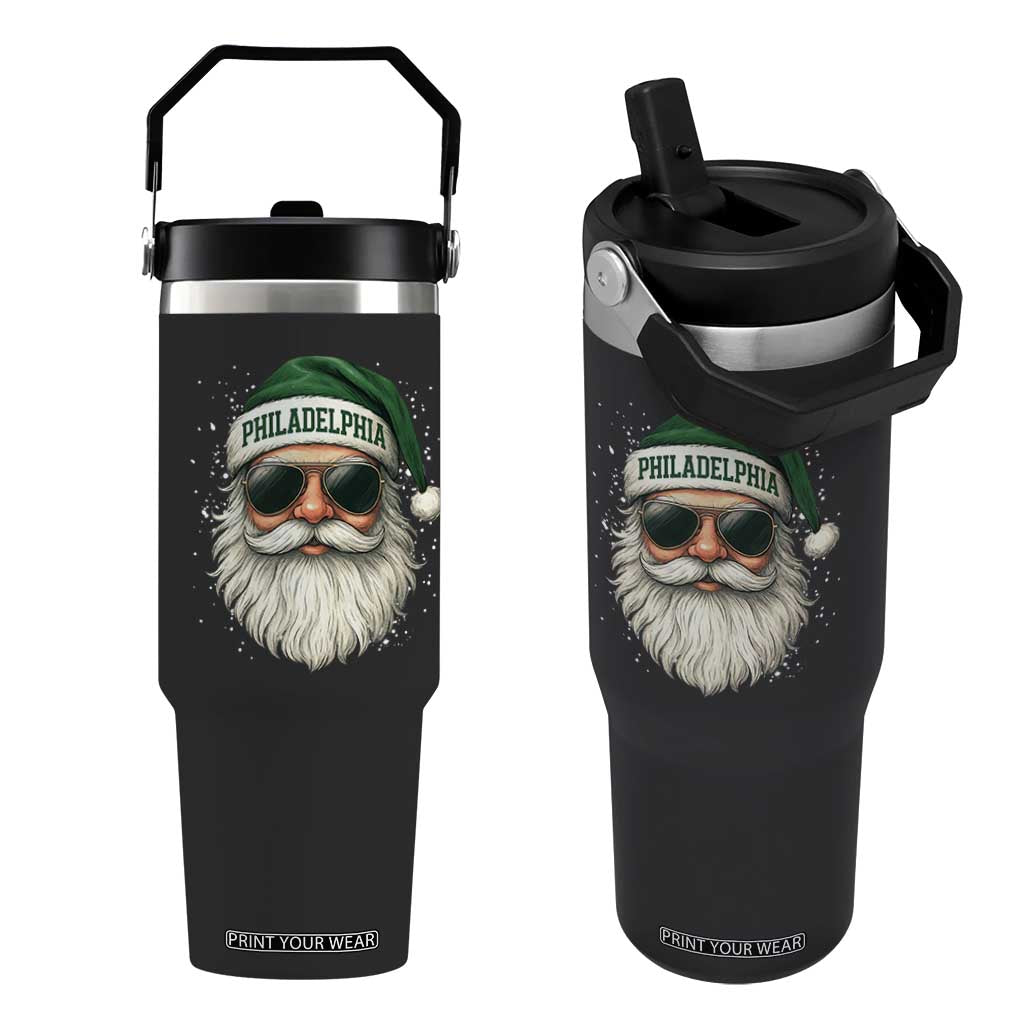 Christmas PFE Flip Straw Tumbler Funny Retro Santa Philly Lovers TS10 One Size: 30 oz Black Print Your Wear
