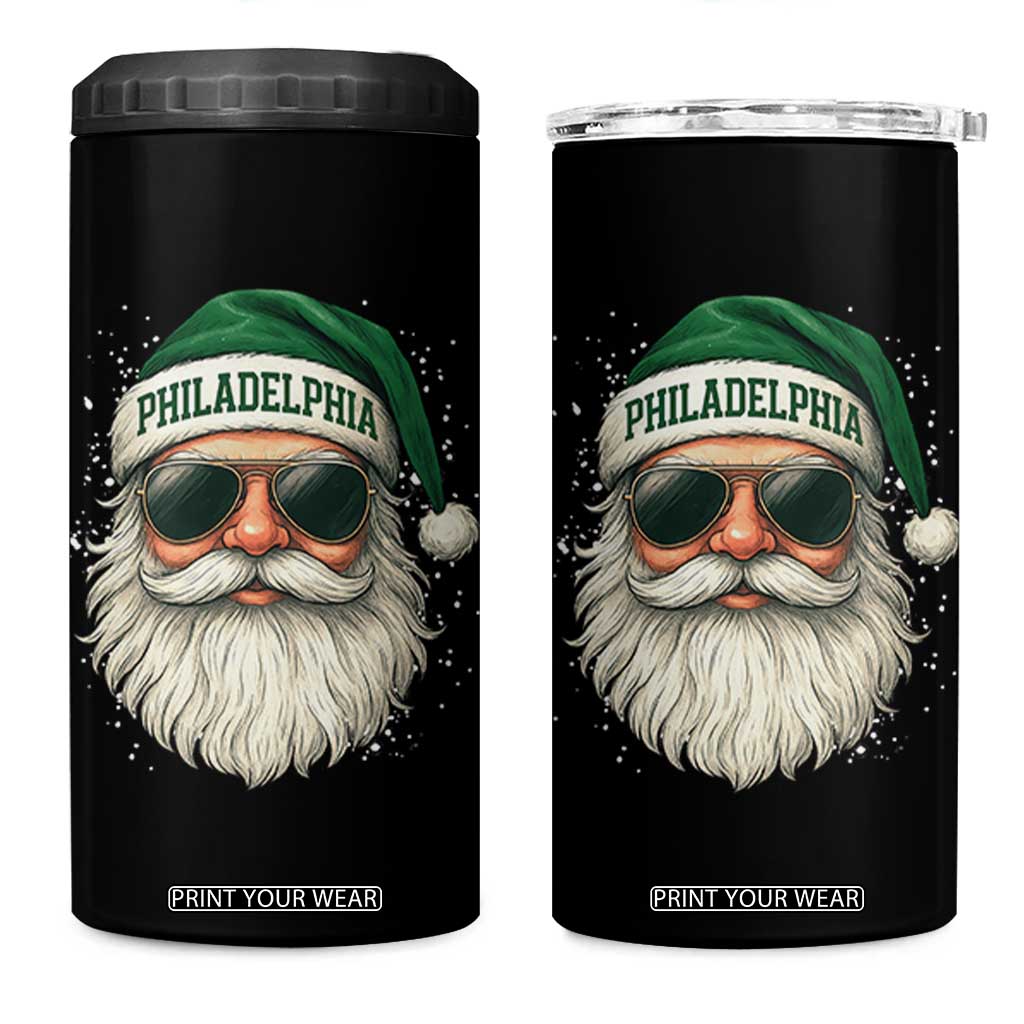 Christmas Philadelphia Fan 4 in 1 Can Cooler Tumbler Funny Retro Santa Philly Lovers TS10 One Size: 16 oz Black Print Your Wear