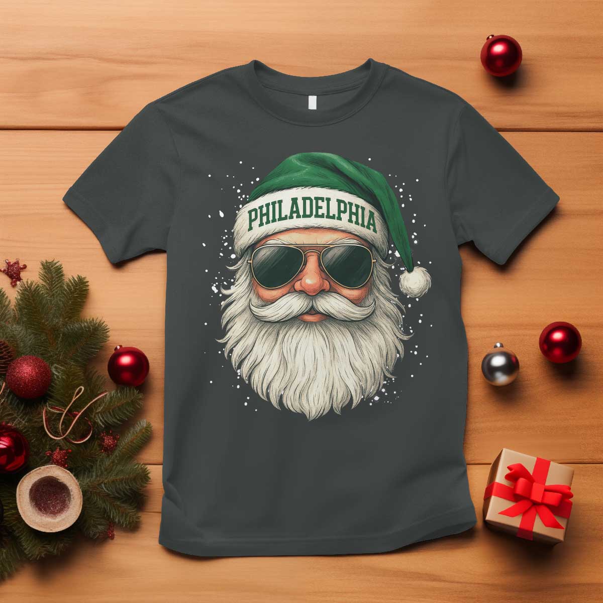 Christmas Philadelphia Fan T Shirt Funny Retro Santa Philly Lovers TS10 Dark Heather Print Your Wear