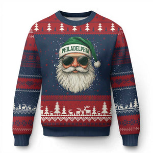 Christmas PFE Ugly Christmas Sweater Funny Retro Santa Philly Lovers TS10 Navy Red Print Your Wear