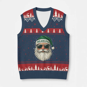 Christmas PFE V-Neck Knit Sweater Vest Funny Retro Santa Philly Lovers TS10 Navy Red Print Your Wear