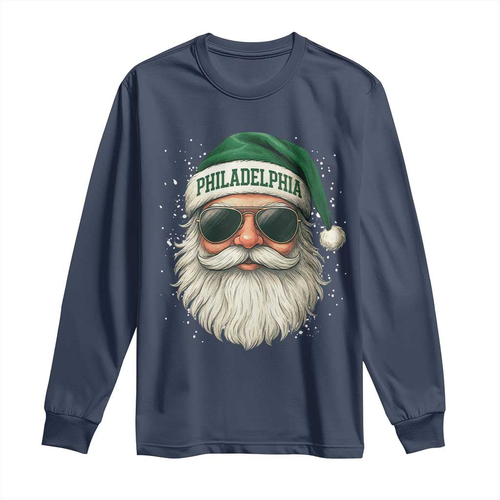 Christmas PFE Long Sleeve Shirt Funny Retro Santa Philly Lovers TS10 Navy Print Your Wear