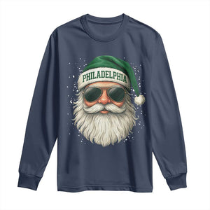 Christmas PFE Long Sleeve Shirt Funny Retro Santa Philly Lovers TS10 Navy Print Your Wear
