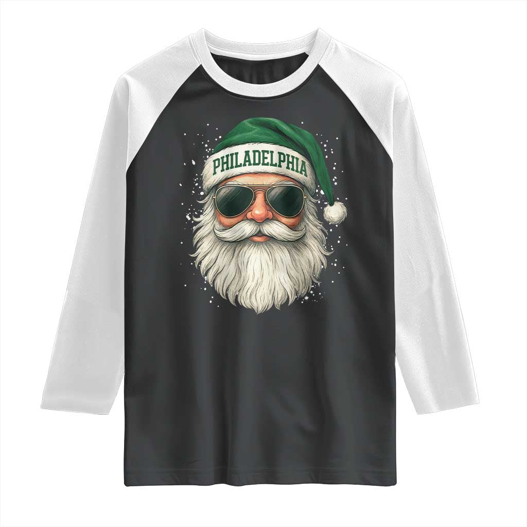 Christmas PFE Raglan Shirt Funny Retro Santa Philly Lovers TS10 Black White Print Your Wear