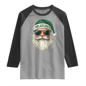 Christmas PFE Raglan Shirt Funny Retro Santa Philly Lovers TS10 Sport Gray Black Print Your Wear