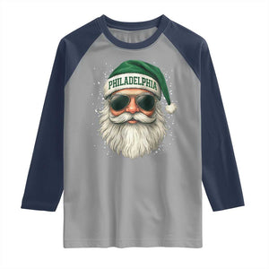 Christmas PFE Raglan Shirt Funny Retro Santa Philly Lovers TS10 Sport Gray Navy Print Your Wear