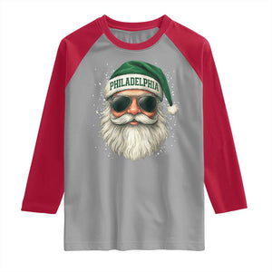 Christmas PFE Raglan Shirt Funny Retro Santa Philly Lovers TS10 Sport Gray Red Print Your Wear