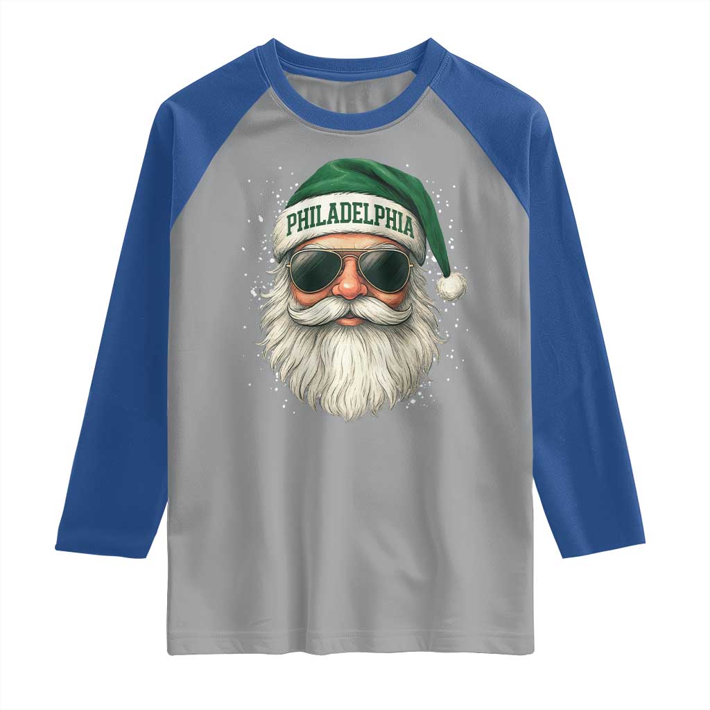 Christmas PFE Raglan Shirt Funny Retro Santa Philly Lovers TS10 Sport Gray Royal Print Your Wear