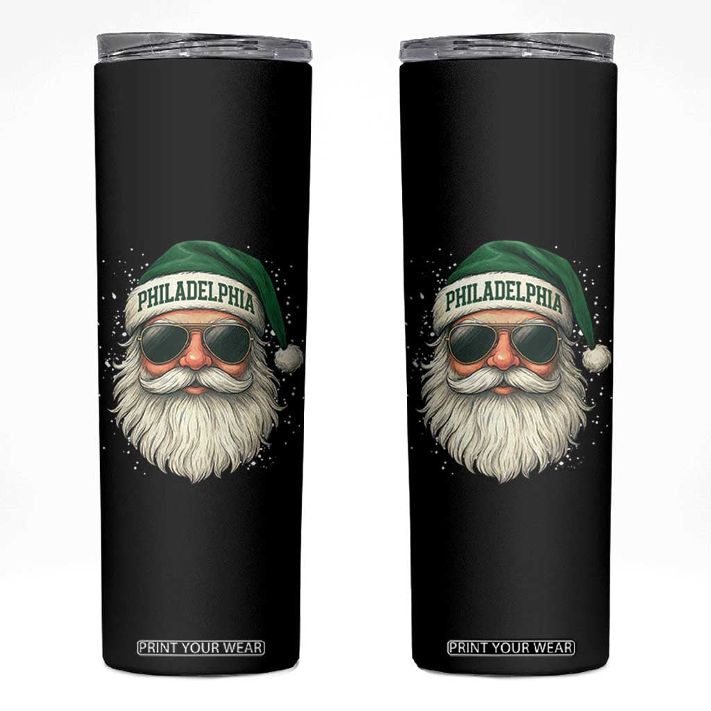 Christmas Philadelphia Fan Skinny Tumbler Funny Retro Santa Philly Lovers TS10 Black Print Your Wear