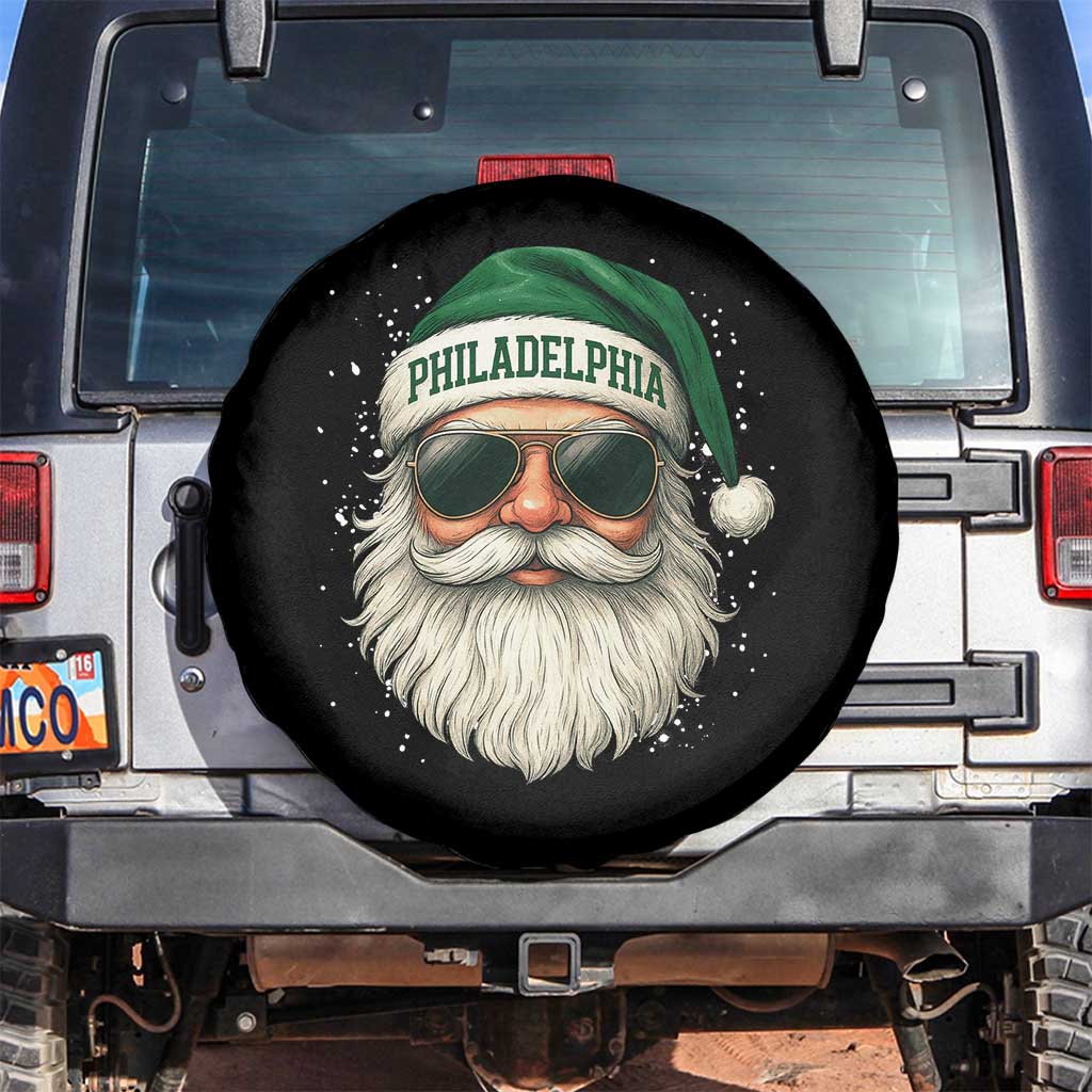 Christmas PFE Spare Tire Cover Funny Retro Santa Philly Lovers TS10 No hole Black Print Your Wear