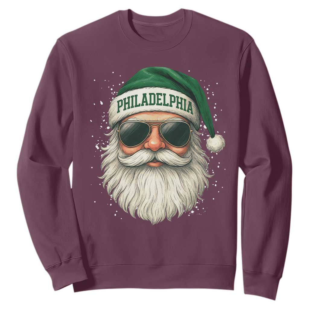Christmas Philadelphia Fan Sweatshirt Funny Retro Santa Philly Lovers TS10 Maroon Print Your Wear
