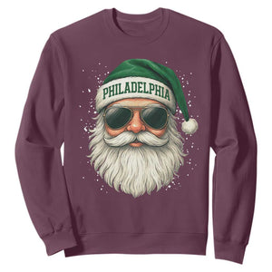 Christmas Philadelphia Fan Sweatshirt Funny Retro Santa Philly Lovers TS10 Maroon Print Your Wear