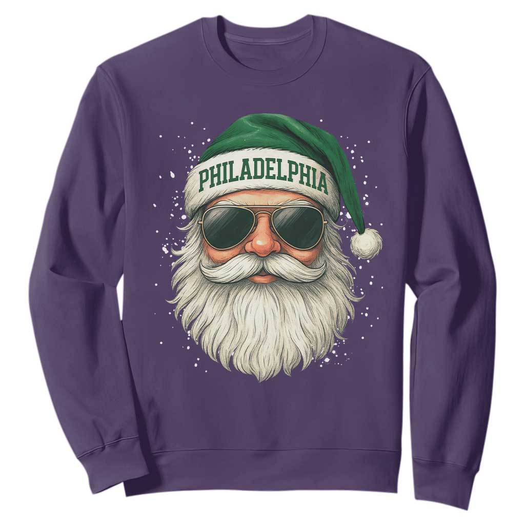 Christmas Philadelphia Fan Sweatshirt Funny Retro Santa Philly Lovers TS10 Purple Print Your Wear