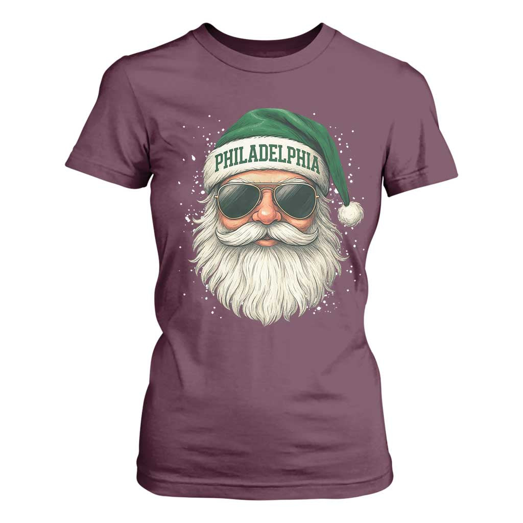 Christmas PFE T Shirt For Women Funny Retro Santa Philly Lovers TS10 Maroon Print Your Wear