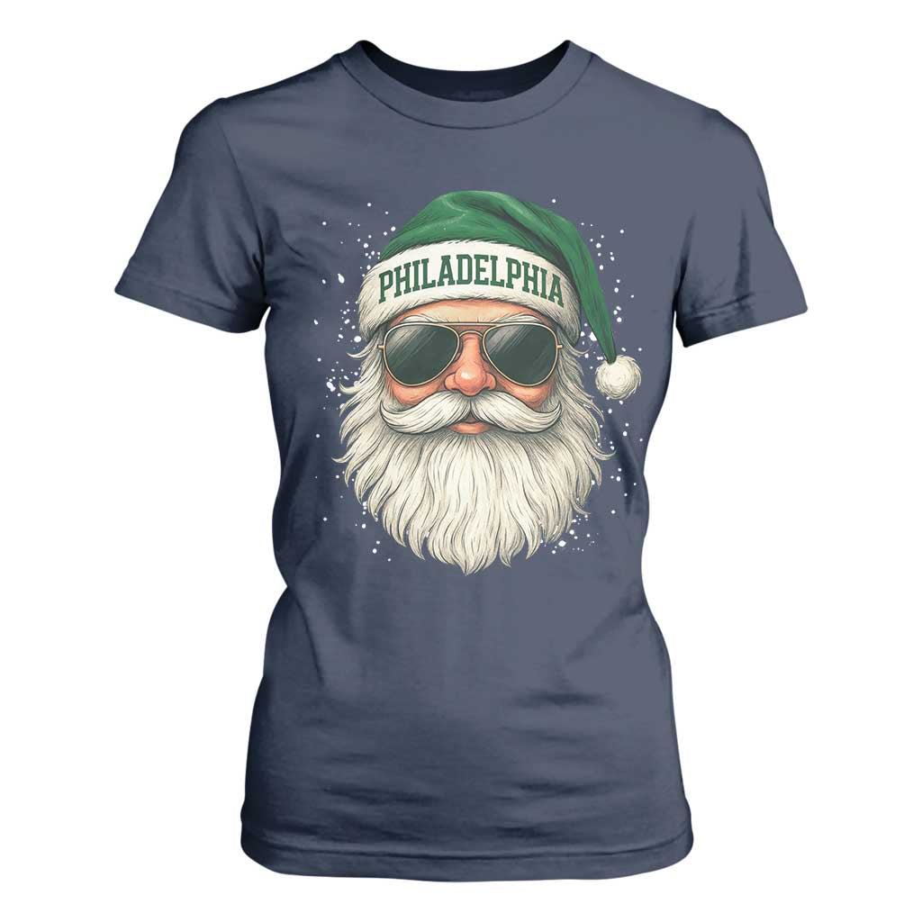 Christmas PFE T Shirt For Women Funny Retro Santa Philly Lovers TS10 Navy Print Your Wear