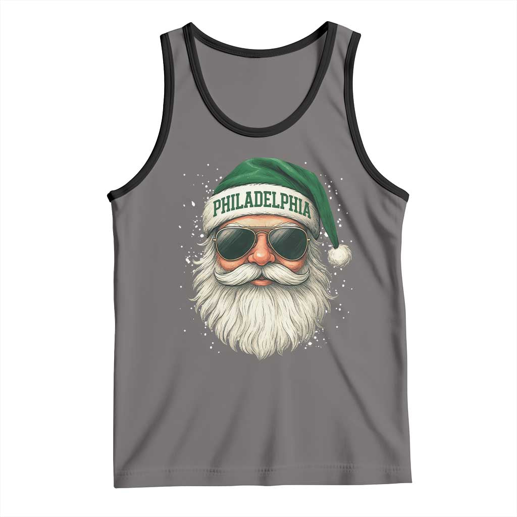 Christmas Philadelphia Fan Tank Top Funny Retro Santa Philly Lovers TS10 Deep Heather Black Print Your Wear