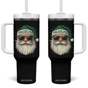 Christmas PFE Tumbler With Handle Funny Retro Santa Philly Lovers TS10 One Size: 40 oz Black Print Your Wear