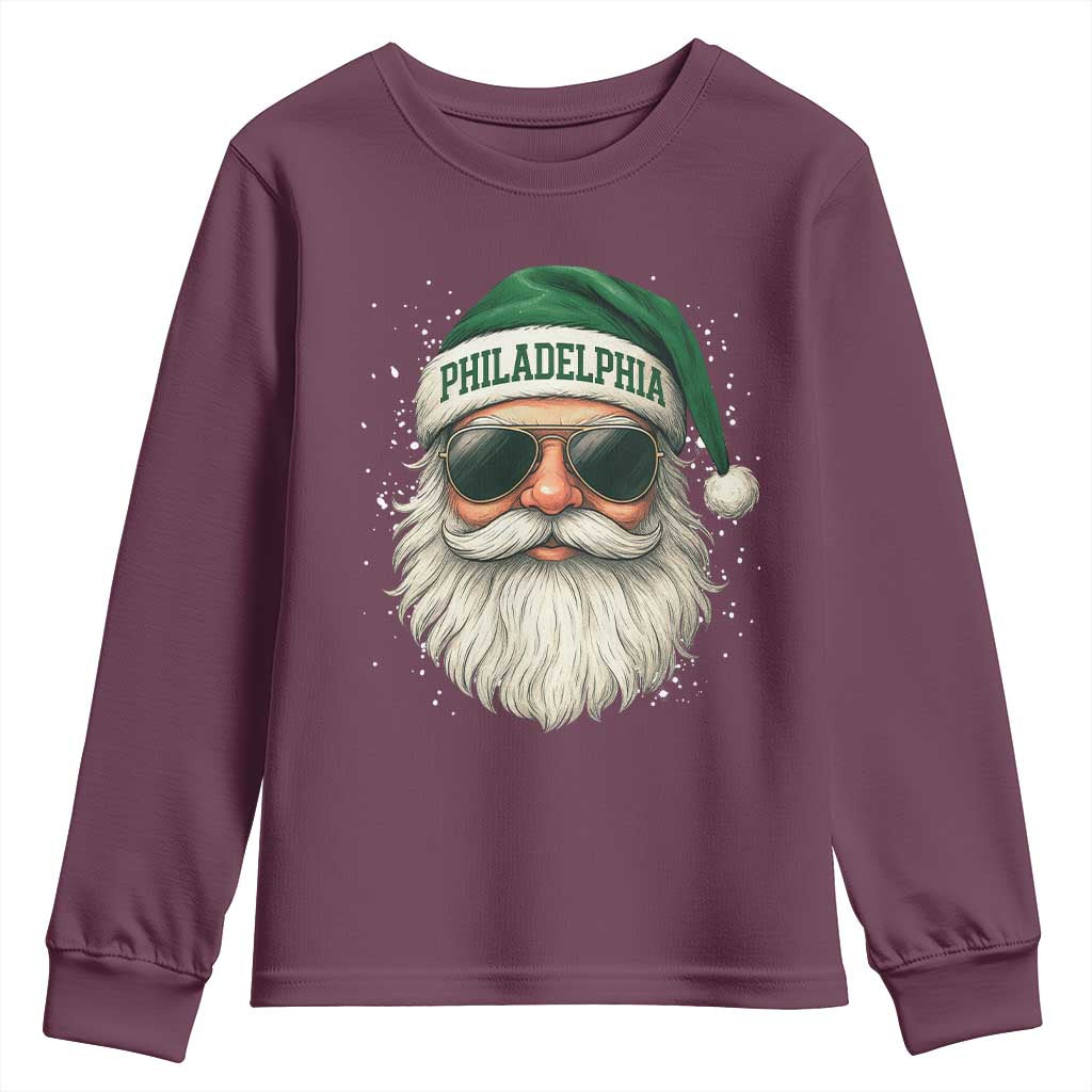 Christmas PFE Youth Sweatshirt Funny Retro Santa Philly Lovers TS10 Maroon Print Your Wear