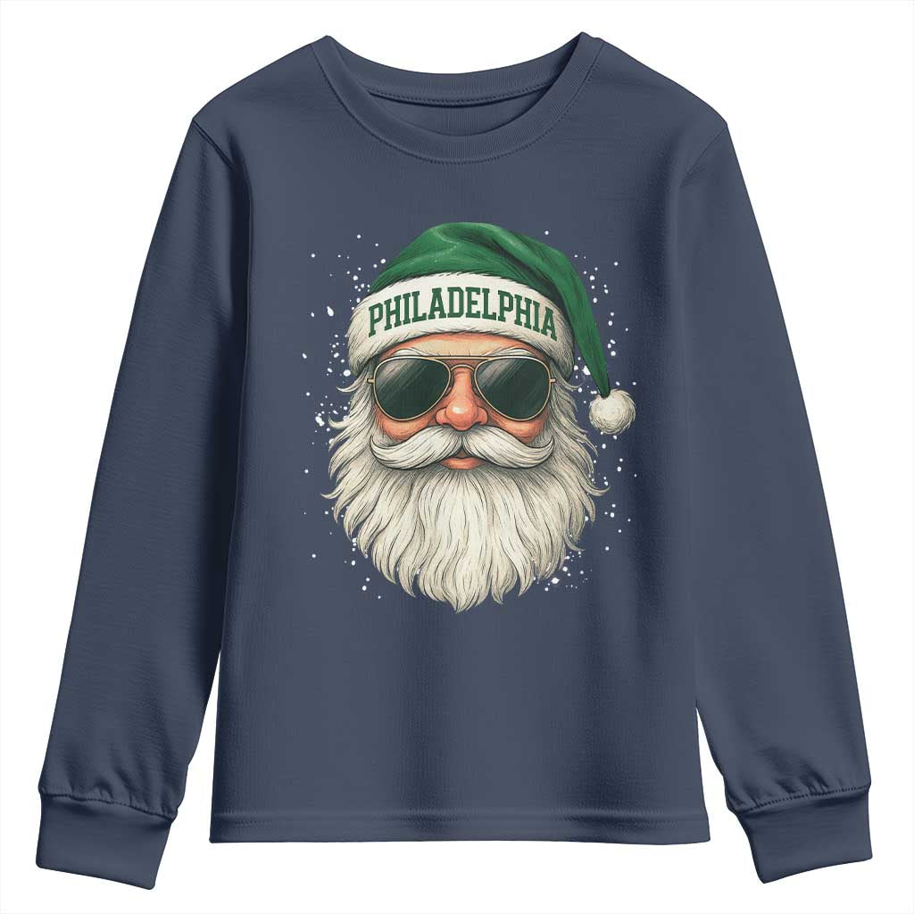 Christmas PFE Youth Sweatshirt Funny Retro Santa Philly Lovers TS10 Navy Print Your Wear